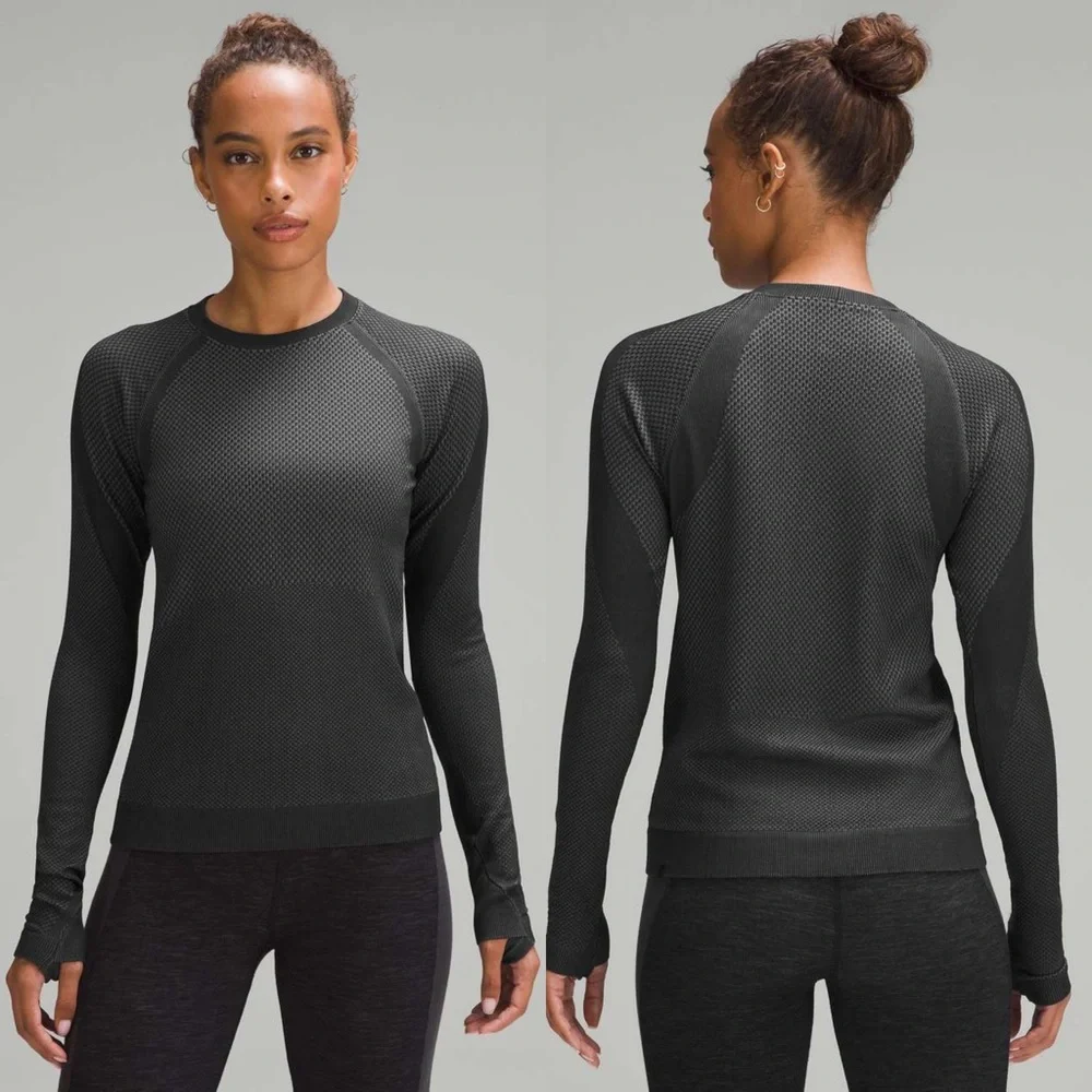 NWT Lululemon Rest Less Pullover‎ Curve Block Black / Rhino Grey W3GZ0S Size 4